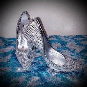 Custom Silver Crystal Diamante Stilleto Pumps